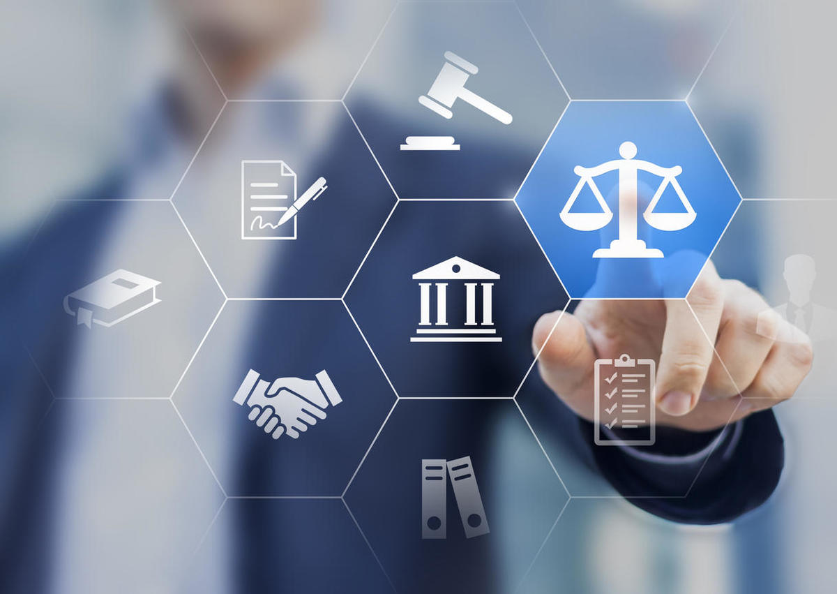 Legal advice service concept with lawyer working for justice, law, business legislation, and paperwork expert consulting, icons with person in background Legal advice service concept with lawyer working for justice, law, business legislation, and paperwork expert consulting, icons with person in background